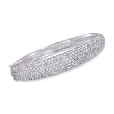5.13 ct. t.w. Diamond Dome Bangle Bracelet in 18kt White Gold. 7" &mdash; Alt Image 1