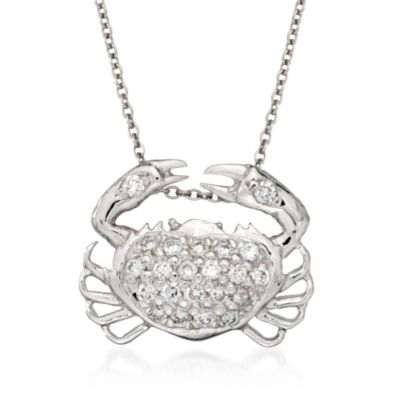 Roberto Coin "Tiny Treasures" .19 ct. t.w. Crab Diamond Necklace in 18kt White Gold. 16" &mdash; Alt Image 1