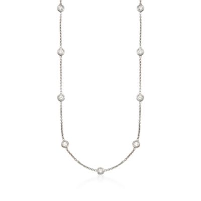 Roberto Coin 1.48 ct. t.w. Diamond Station Necklace in 18kt White Gold &mdash; Alt Image 1