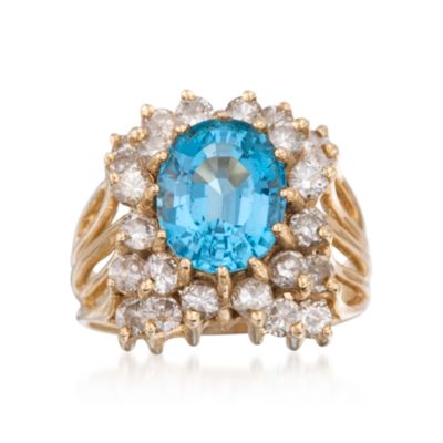 C. 1970 Vintage 3.50 Carat Topaz and 1.25 ct. t.w. Diamond Ring in 14kt Yellow Gold Size 6.5 &mdash; Alt Image 1
