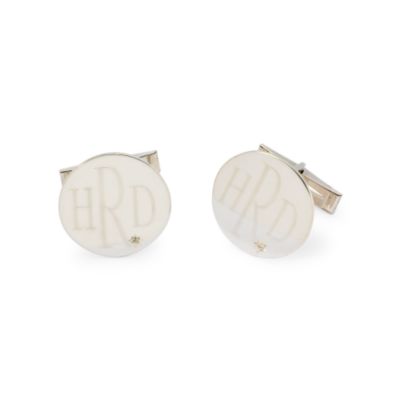 Men's Sterling Silver 3-Letter Monogram Cufflinks With Diamond &mdash; Alt Image 1