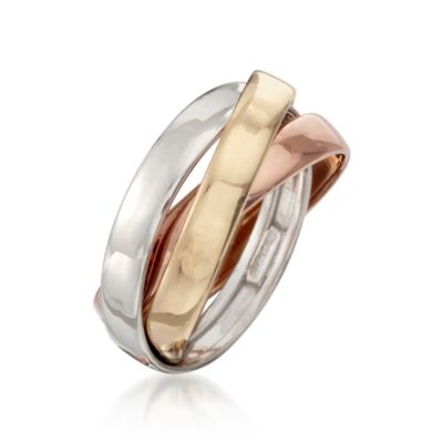 Italian 14kt Tri-Color Gold Rolling Ring &mdash; Alt Image 3