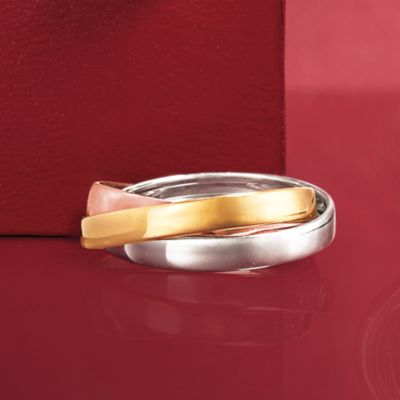 Italian 14kt Tri-Color Gold Rolling Ring &mdash; Alt Image 4
