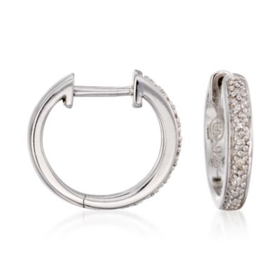 Diamond Hoop Earrings With Removable Pearl and Diamond Dangle in Sterling Silver &mdash; Alt Image 4