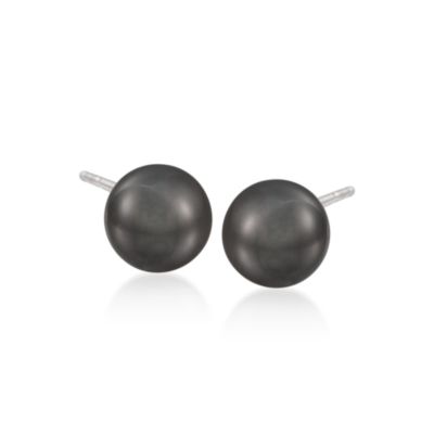 Mikimoto 8-8.5mm A+ Black South Sea Pearl Earrings in 18kt White Gold &mdash; Alt Image 1