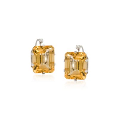 10.00 ct. t.w. Citrine Earrings With Diamond Accent In 14kt White Gold &mdash; Alt Image 1