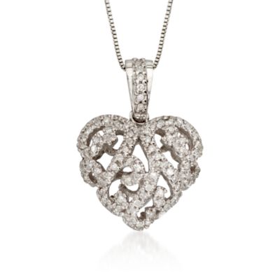 .24 ct. t.w. Diamond Heart Necklace in 14kt White Gold. 18" &mdash; Alt Image 1