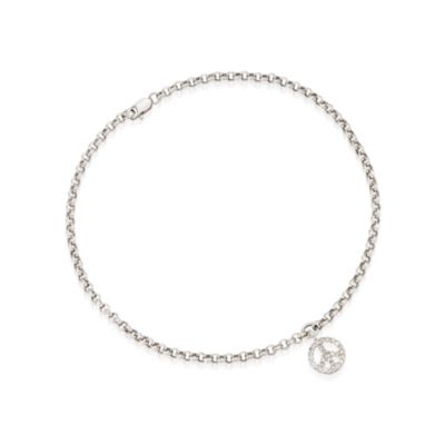 .10 ct. t.w. Diamond Peace Sign Charm Anklet in 14kt White Gold. 9.5" &mdash; Alt Image 1