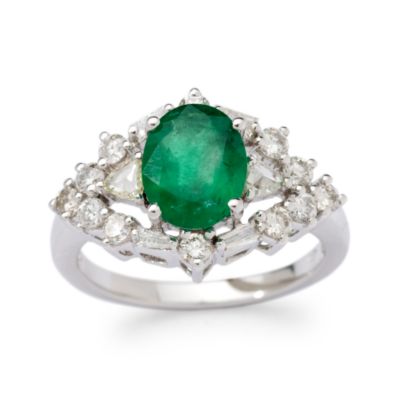 1.85 Carat Emerald and .85 ct. t.w. Diamond Ring In 18kt White Gold &mdash; Alt Image 1