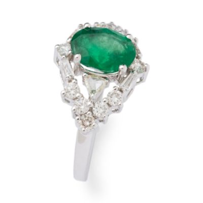 1.85 Carat Emerald and .85 ct. t.w. Diamond Ring In 18kt White Gold &mdash; Alt Image 2