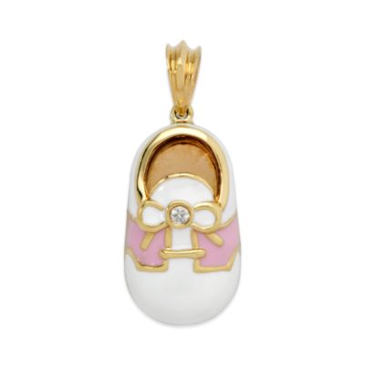 Shoe Charm Pendant With Diamond Accent in Enamel and 14kt Yellow Gold  &mdash; Alt Image 1