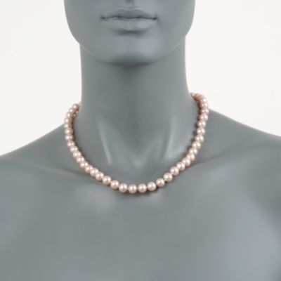 8-8.5mm Pink Pearl Necklace in 14kt Yellow Gold &mdash; Alt Image 3