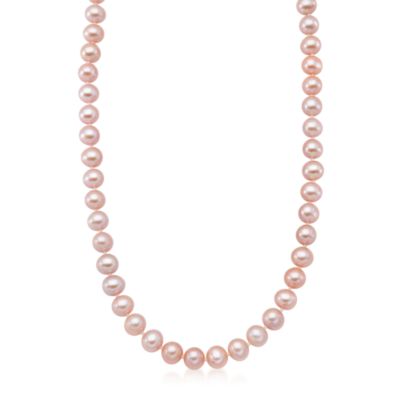 6-6.5mm Pink Pearl Necklace in 14kt Yellow Gold &mdash; Alt Image 1