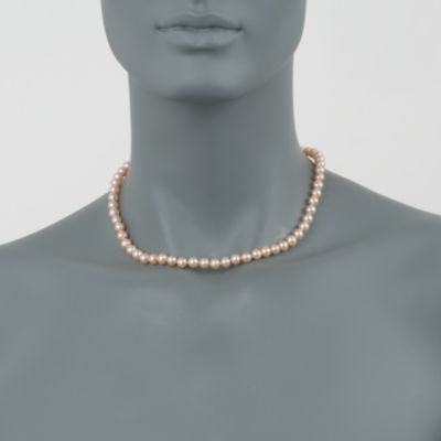 6-6.5mm Pink Pearl Necklace in 14kt Yellow Gold &mdash; Alt Image 2