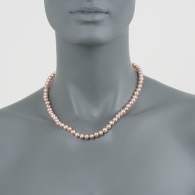 6-6.5mm Pink Pearl Necklace in 14kt Yellow Gold &mdash; Alt Image 3