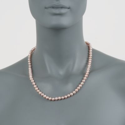 6-6.5mm Pink Pearl Necklace in 14kt Yellow Gold &mdash; Alt Image 4