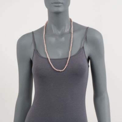 6-6.5mm Pink Pearl Necklace in 14kt Yellow Gold &mdash; Alt Image 6