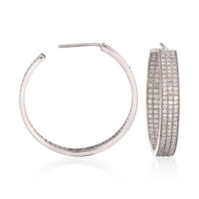 2.10 ct. t.w. Diamond Hoop Earrings In 14kt White Gold &mdash; Alt Image 1