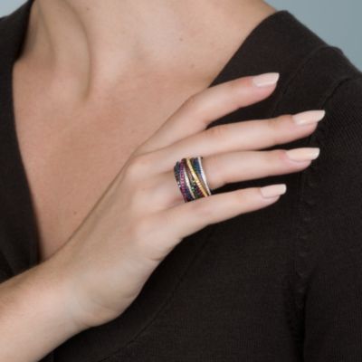 Diamond, Ruby, and Sapphire Multi-Band Ring In 14kt White Gold &mdash; Alt Image 4