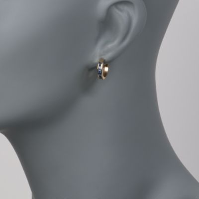 1.25 ct. t.w. Sapphire Hoop Earrings In 14kt Yellow Gold  &mdash; Alt Image 2