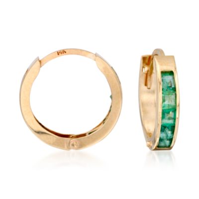 .75 ct. t.w. Emerald Hoop Earrings In 14kt Yellow Gold  &mdash; Alt Image 1