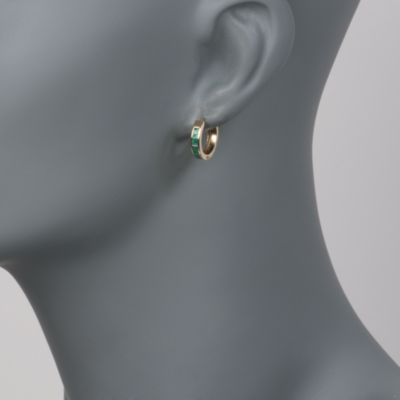 .75 ct. t.w. Emerald Hoop Earrings In 14kt Yellow Gold  &mdash; Alt Image 2