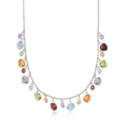 6.65 ct. t.w. Multi-Gem Necklace in 14kt White Gold &mdash; Alt Image 1