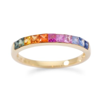 .95 ct. t.w. Rainbow Sapphire Band Ring in 14kt Yellow Gold &mdash; Alt Image 1