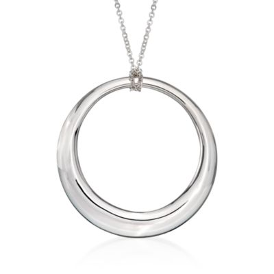 Zina Sterling Silver Large Open Circle Pendant Necklace. 16" &mdash; Alt Image 1
