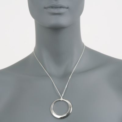 Zina Sterling Silver Large Open Circle Pendant Necklace. 16" &mdash; Alt Image 2