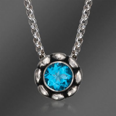 Zina Sterling Silver 1.30 Carat Blue Topaz Swirl Pendant Necklace. 16" &mdash; Alt Image 1
