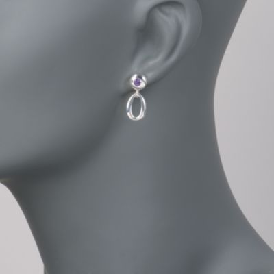 Zina Sterling Silver .40 ct. t.w. Amethyst Oval Loop Drop Earrings &mdash; Alt Image 2