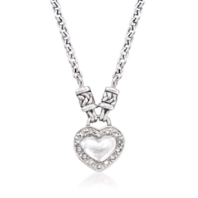 Scott Kay Sterling Silver Heart Necklace With Diamonds. 17" &mdash; Alt Image 1