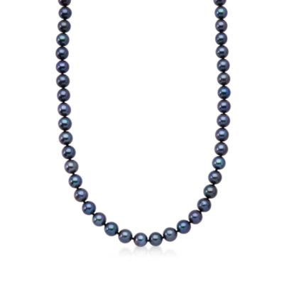 6.5-7mm Black Cultured Pearl Necklace With 14kt Yellow Gold Clasp. 18" &mdash; Alt Image 1