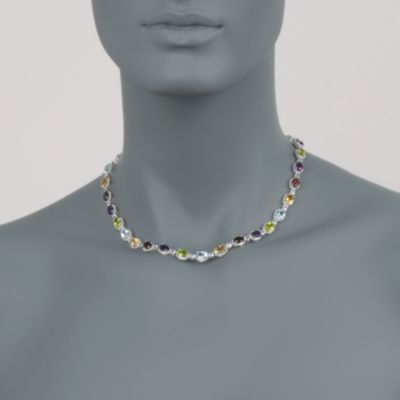 12.80 ct. t.w. Multi-Gem Necklace With 2.15 ct. t.w. White Topaz in Sterling Silver &mdash; Alt Image 2