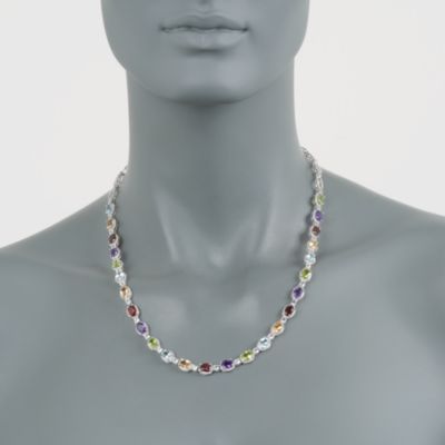 12.80 ct. t.w. Multi-Gem Necklace With 2.15 ct. t.w. White Topaz in Sterling Silver &mdash; Alt Image 4