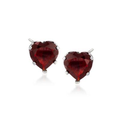 2.80 ct. t.w. Garnet Heart Stud Earrings in Sterling Silver &mdash; Alt Image 1