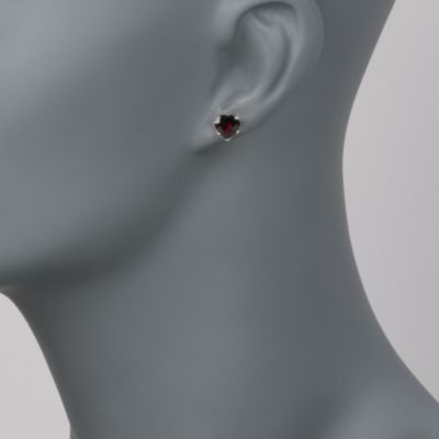 2.80 ct. t.w. Garnet Heart Stud Earrings in Sterling Silver &mdash; Alt Image 2