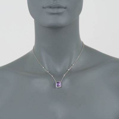 4.00 Carat Amethyst and .40 ct. t.w. Diamond Pendant Necklace in 14kt White Gold. 16" &mdash; Alt Image 2