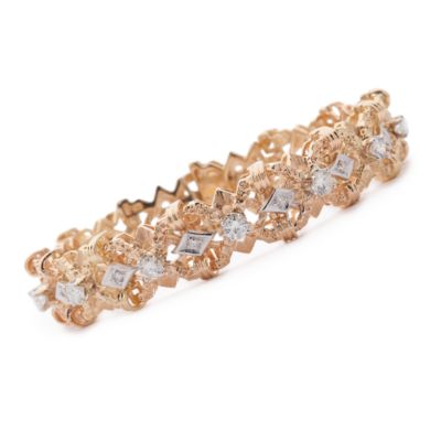 C. 1960 Vintage 3.38 ct. t.w. Diamond Bracelet In 14kt Two-Tone Gold. 7.5" &mdash; Alt Image 1