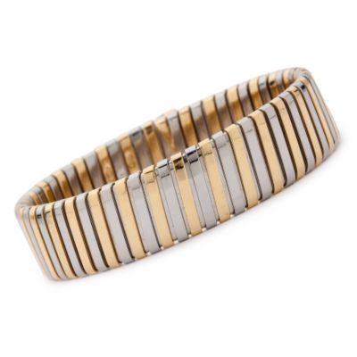 C. 1990 Vintage Bulgari Bracelet In 18kt Yellow Gold and Stainless Steel. 7" &mdash; Alt Image 1