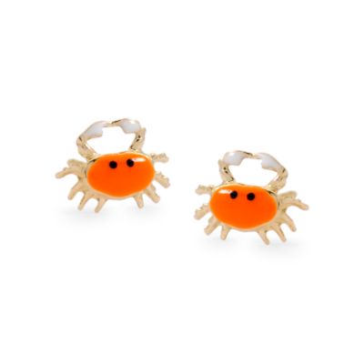 Child's 14kt Yellow Gold and Orange Enamel Crab Earrings    &mdash; Alt Image 1