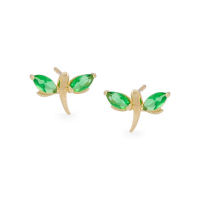 Child's Green Dragonfly Stud Earrings In 14kt Yellow Gold   &mdash; Alt Image 1