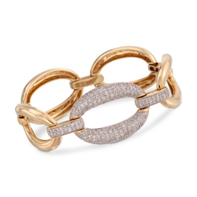 3.40 ct. t.w. Oval Diamond and Bar-Link Bracelet 14kt Yellow Gold . 7" &mdash; Alt Image 1