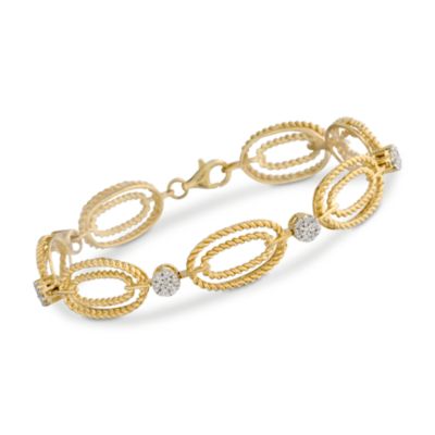 .35 ct. t.w. Diamond Cluster Link Bracelet In 14kt Yellow Gold. 7" &mdash; Alt Image 1