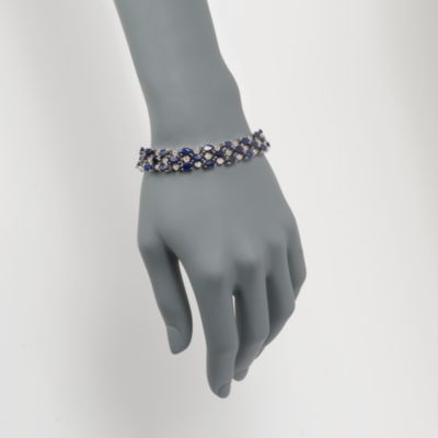 27.00 ct. t.w. Sapphire Bracelet With Diamond Accent In Sterling Silver &mdash; Alt Image 2