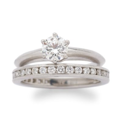 C. 1990 Vintage Tiffany Jewelry 1.17 ct. t.w. Diamond Wedding Ring Set In Platinum. Size 5.25 &mdash; Alt Image 1
