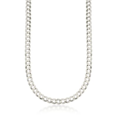 Men's 14kt White Gold 5mm Curb Necklace. 22" &mdash; Alt Image 1