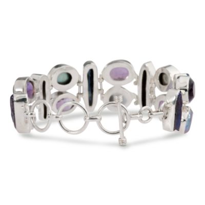 41.50 ct. t.w. Gem Mosaic Bracelet With Cultured Pearl in Sterling Silver . 7.5" &mdash; Alt Image 3