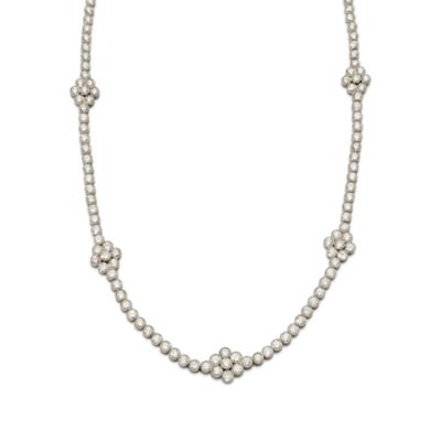 C. 1990 Vintage 8.10 ct. t.w. Round Brilliant Cut Bezel-Set Diamond Floral Necklace In Platinum. 17" &mdash; Alt Image 1